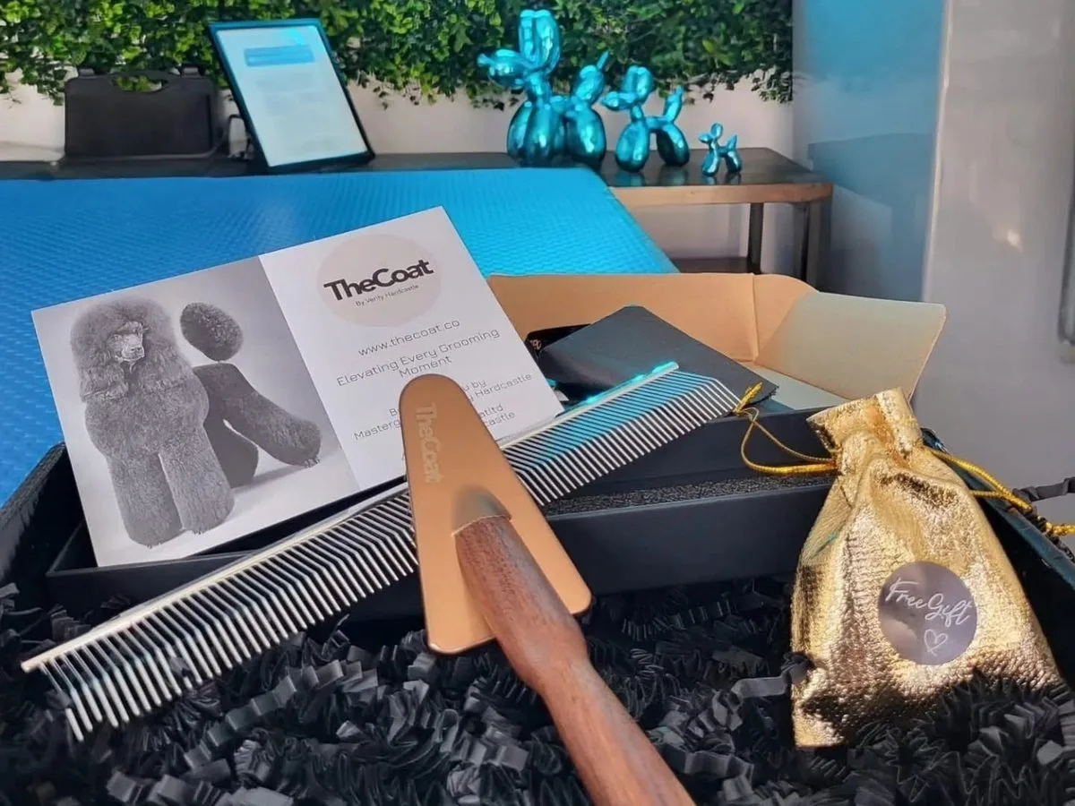Professional grooming tools and products at the Hounds of Hull salon