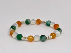 Cancer Bracelet — Sterling Silver (Moonstone, Carnelian & Green Chalcedony)