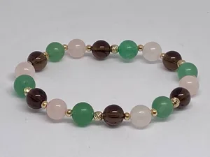 ♉️ Taurus Crystal Bracelet - Smokey Quartz, Rose Quartz, Green Aventurine & Sterling Silver