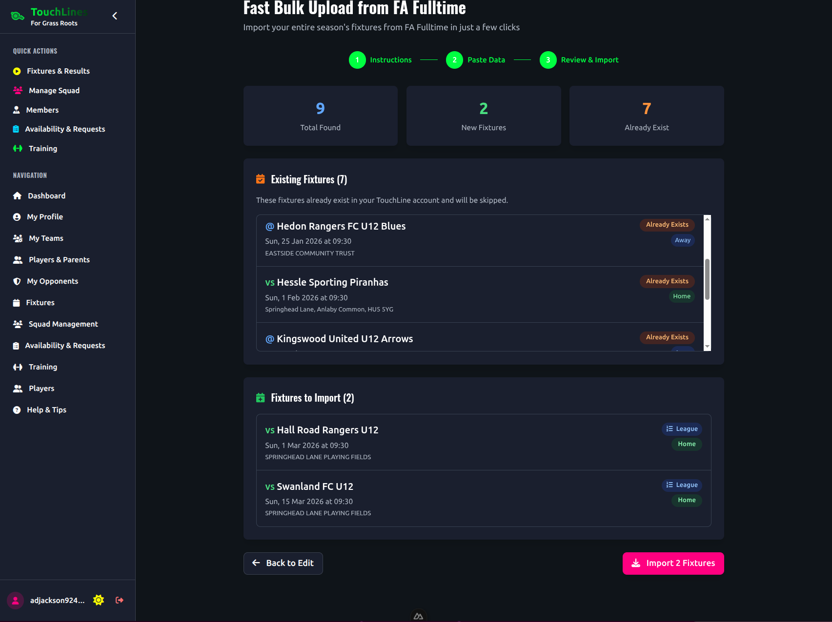 Trac bulk import interface