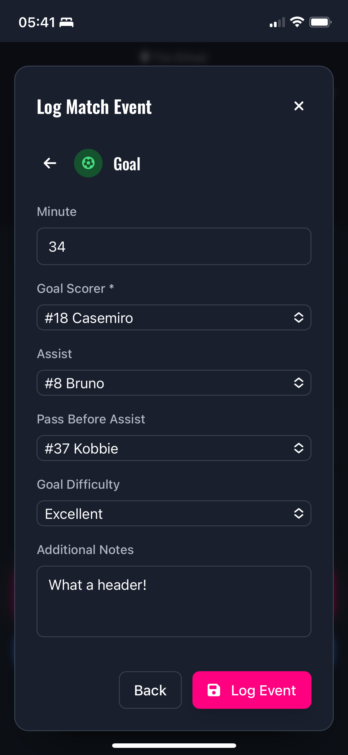 Trac match logging interface 2