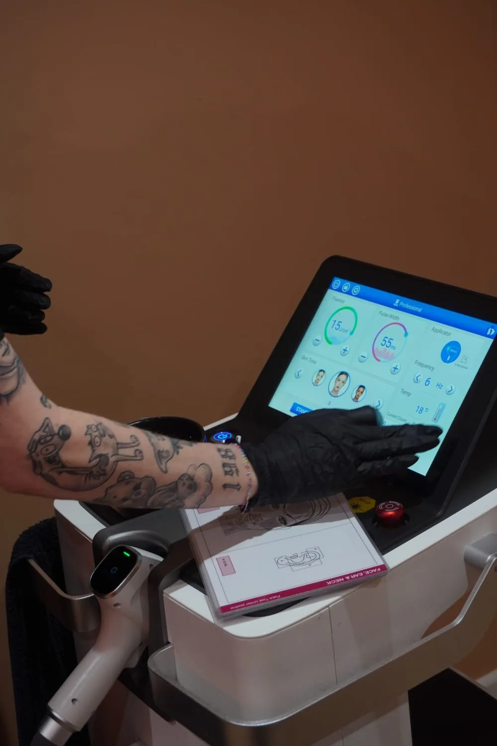 Professional laser treatment console at Peaches Laser Clinic Hull