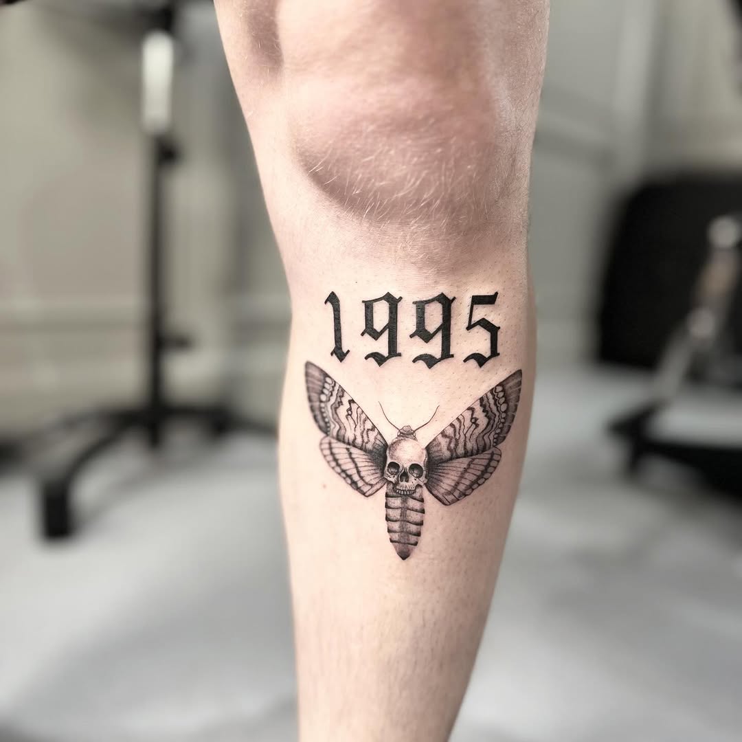 Skull and death moth tattoo by Markings Tattoos Hessle