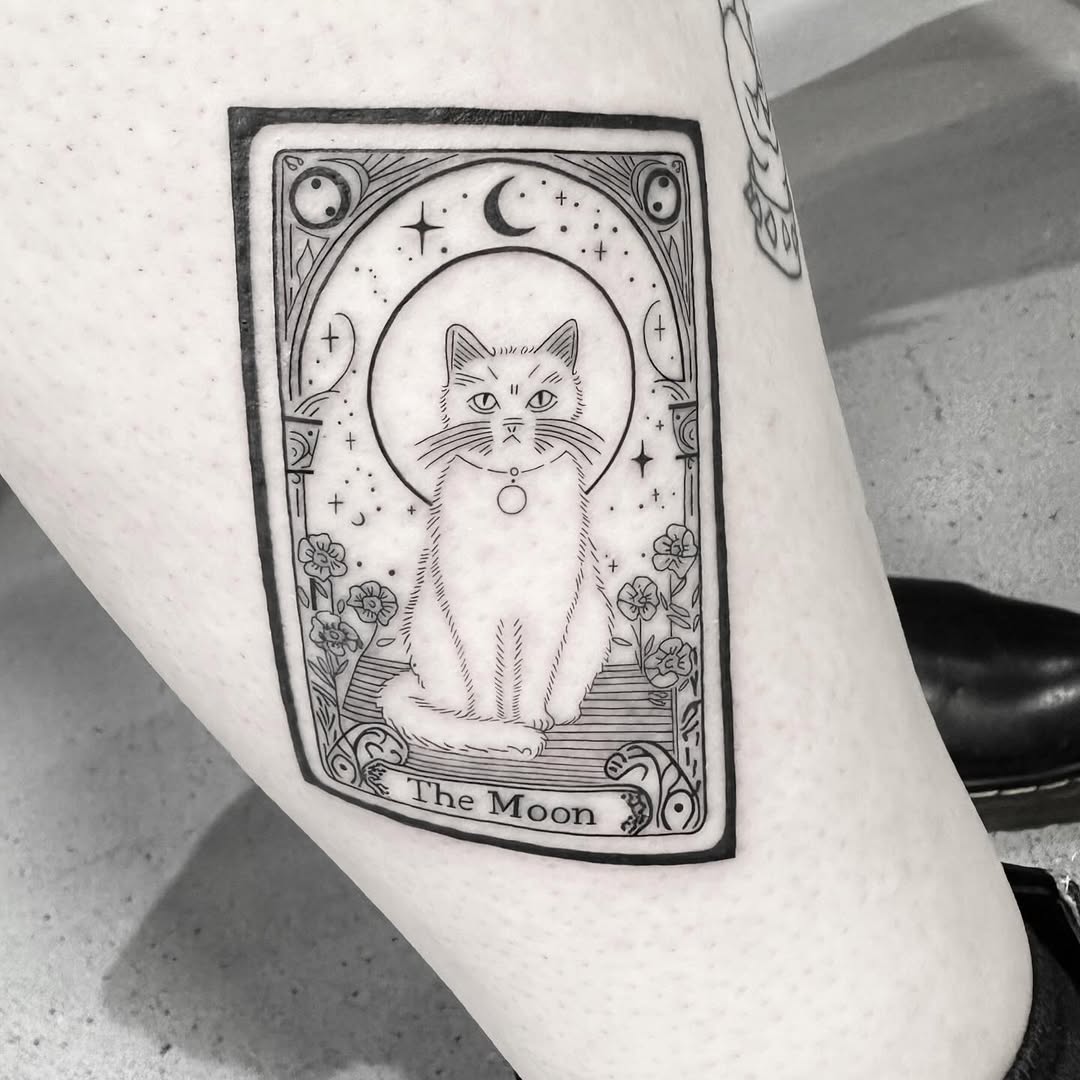 Moon tarot card tattoo by Markings Tattoos
