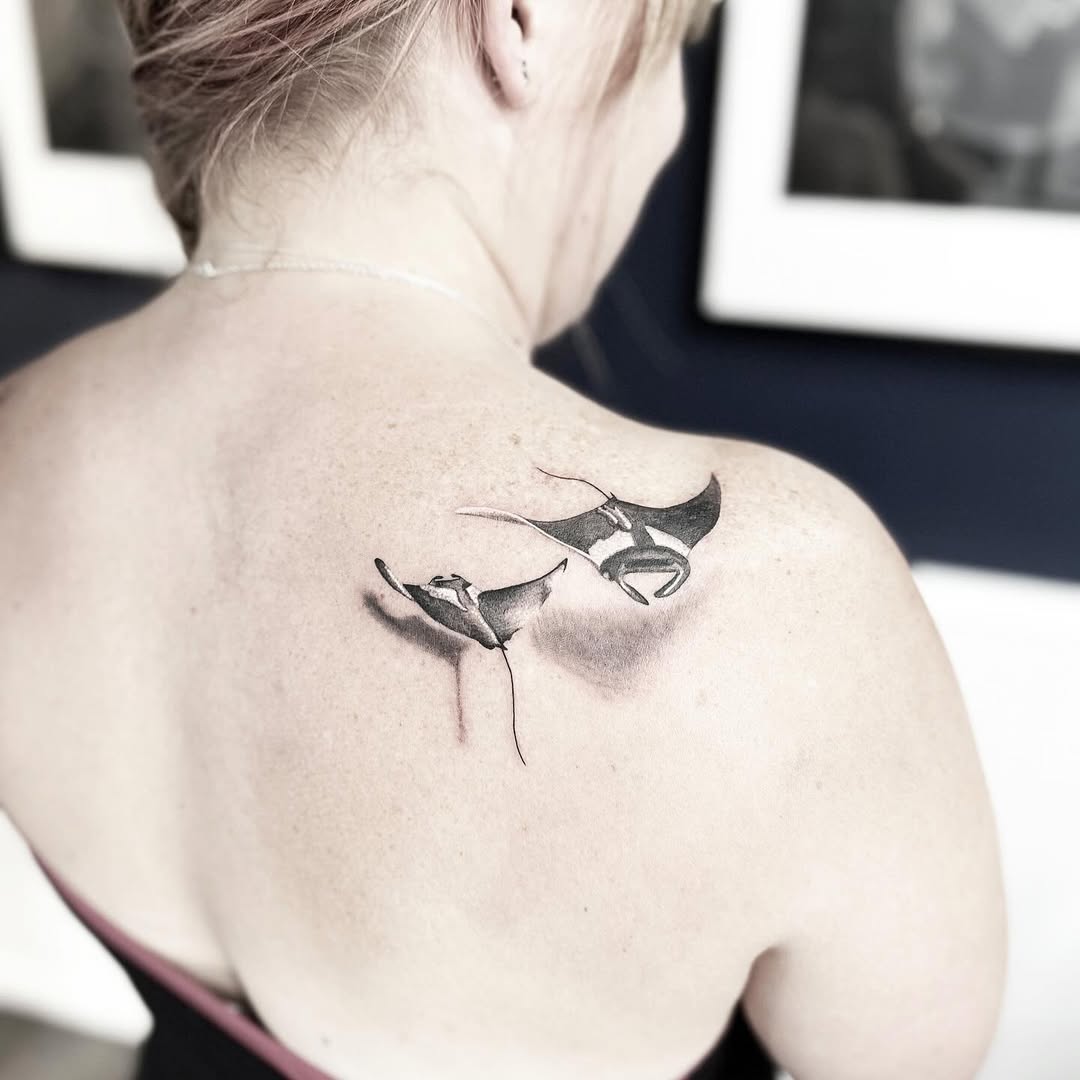 Manta rays tattoo by Markings Tattoos Hessle