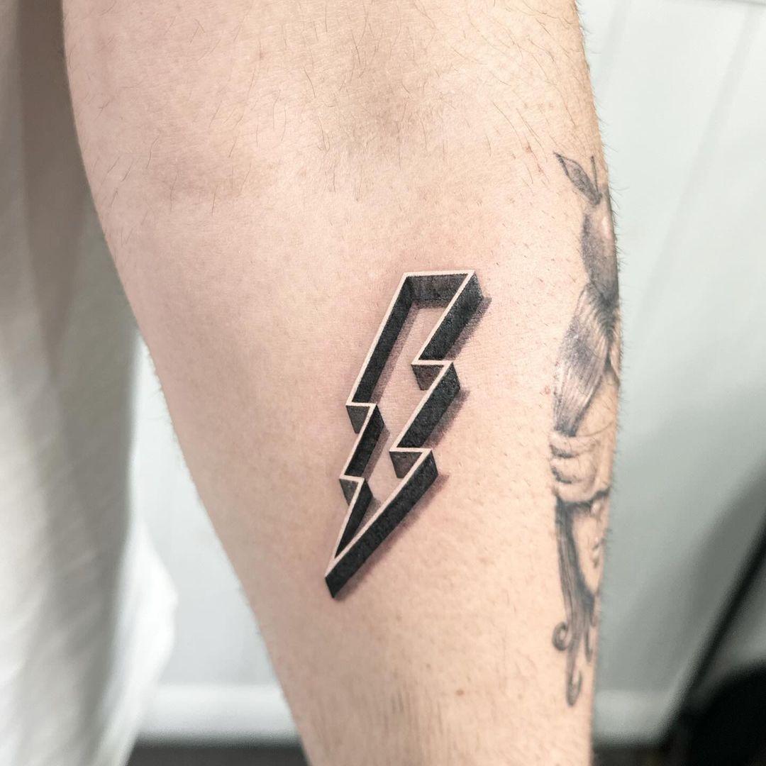 3D lightning bolt tattoo by Markings Tattoos Hessle