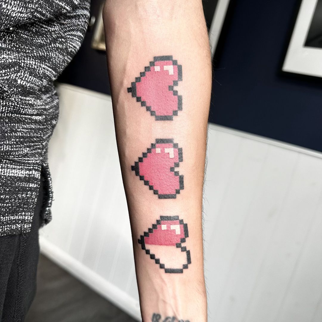Pixel hearts tattoo by Markings Tattoos