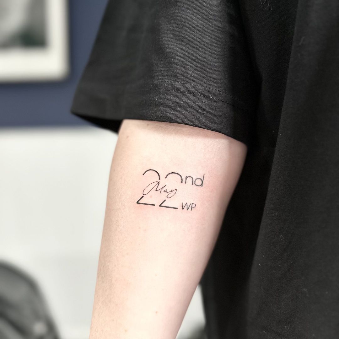 New baby birth date tattoo by Markings Tattoos Hessle