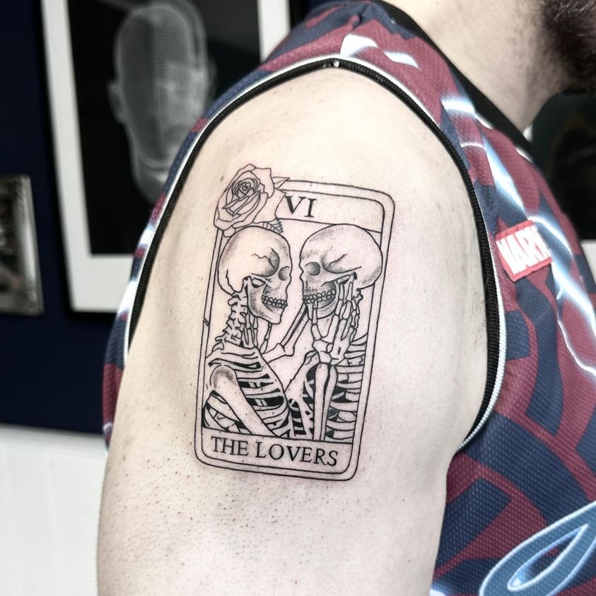 Lovers tarot card tattoo by Markings Tattoos