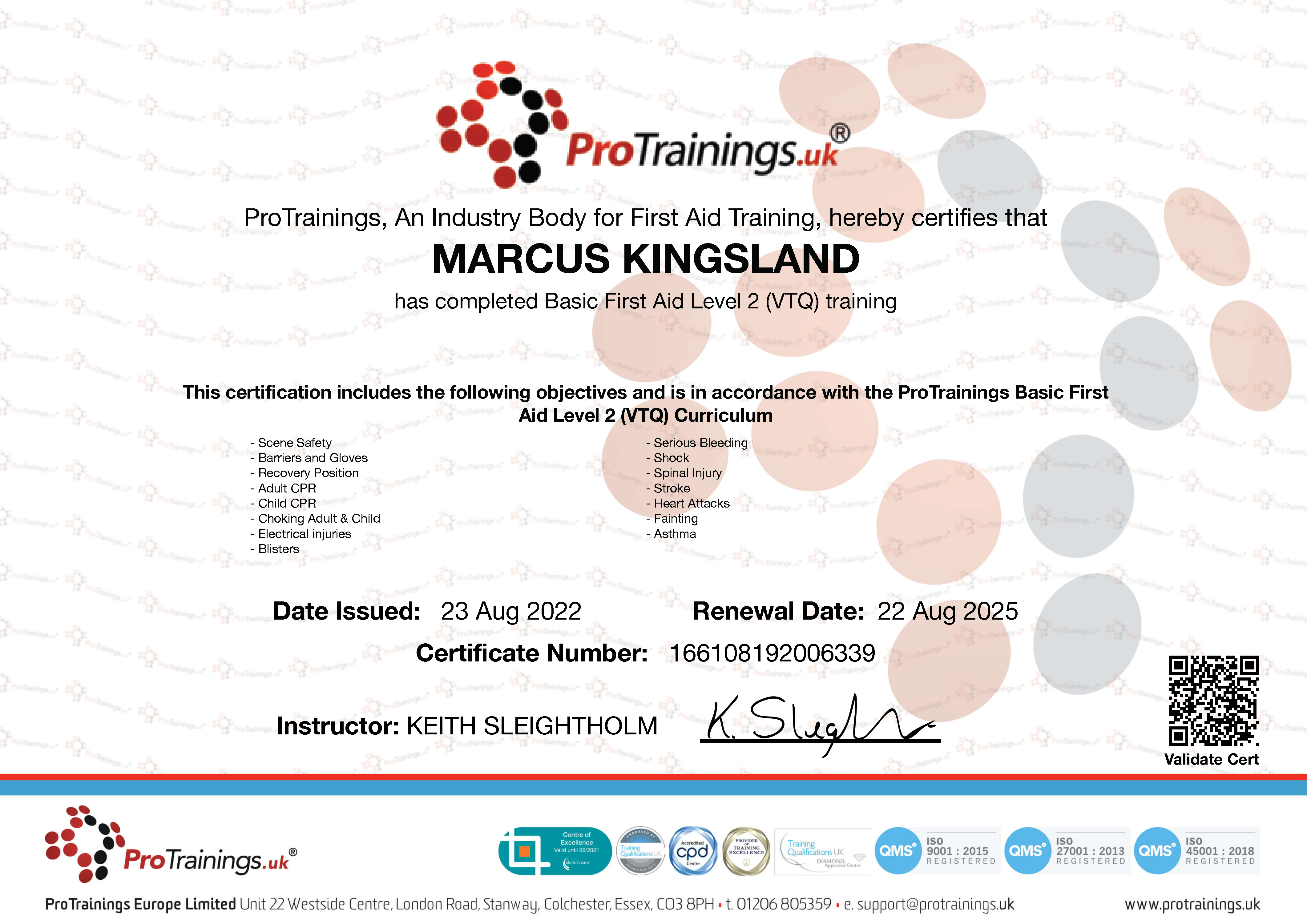 Basic First Aid Level 2 Certificate