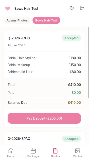 Client settling quotes