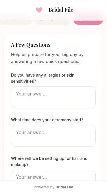 Mobile client questionnaire